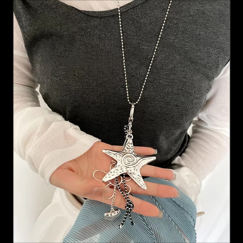 海星星花朵爱心项链女小众设计感长款锁骨链y2k挂脖颈链吊坠配饰