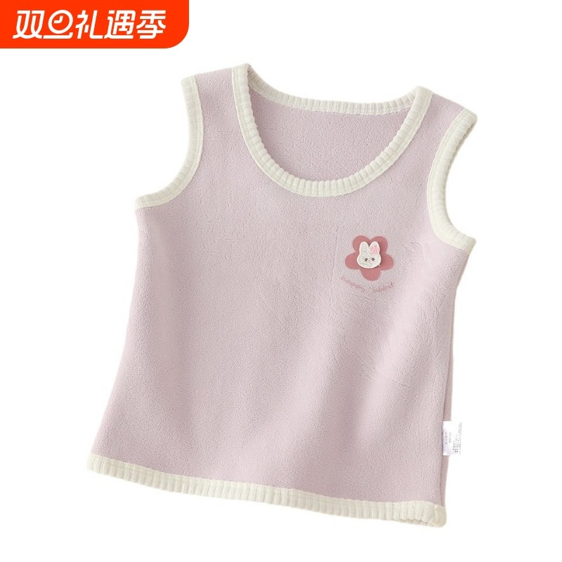 2026衬衫新款0-3岁女宝宝刺绣百搭坎肩双面绒纯色女童马甲内搭