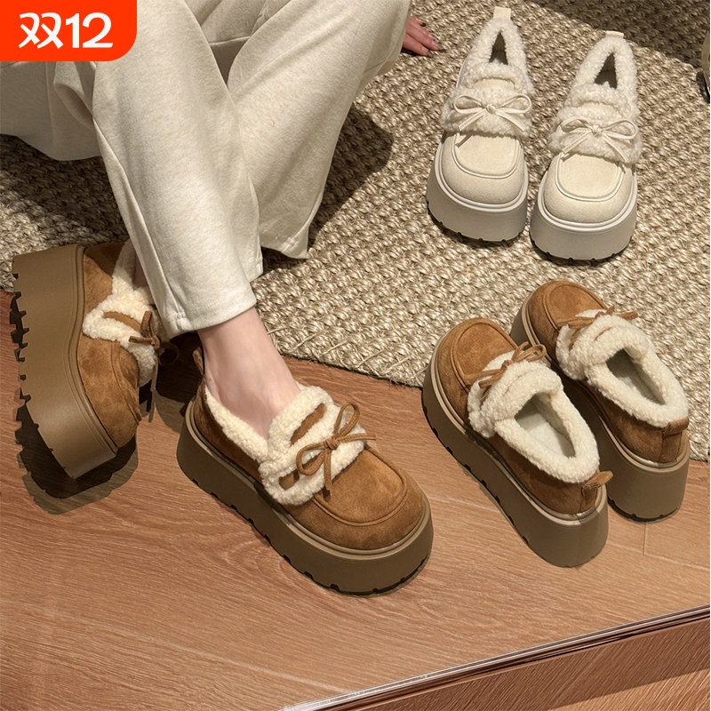 美拉德勃肯鞋女2025新款冬季厚底博肯鞋毛绒保暖增高鞋加绒棉鞋子