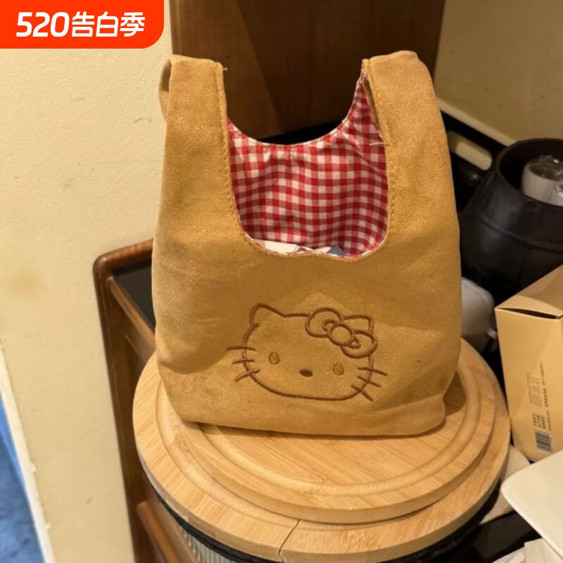 女士新款手提包可爱kt猫手腕包上班杂物外出小拎包便当饭盒收纳袋