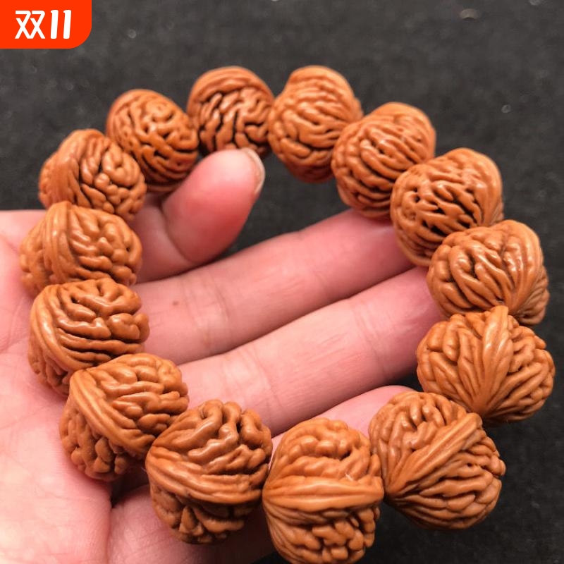 文玩桃核手串霸道刺龙纹磨盘桩打好底挂瓷油性大骨质硬男胡矮爆肚