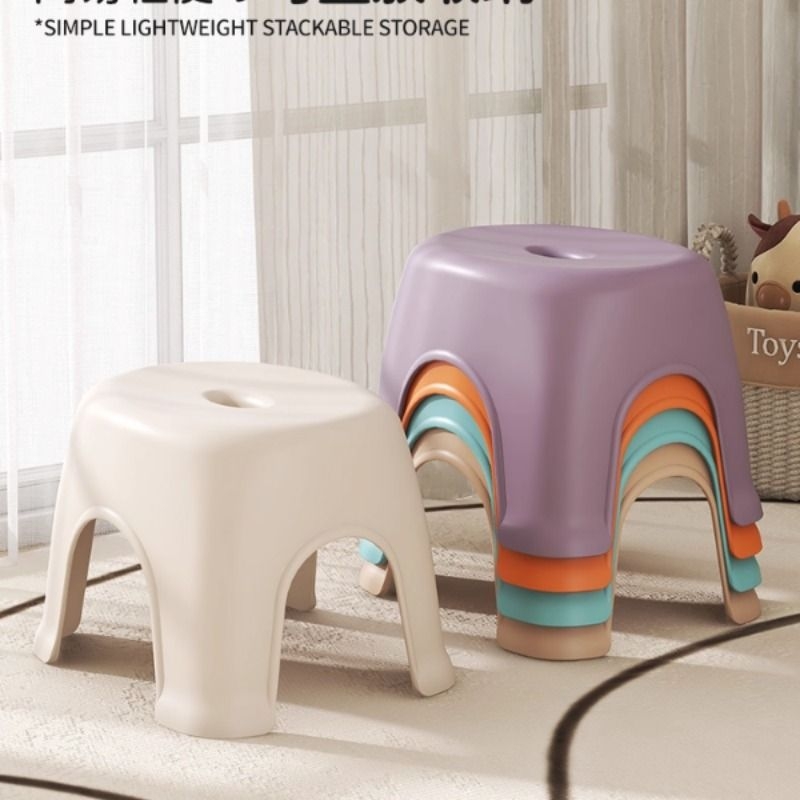 塑料凳子家用加厚可叠放小板凳圆凳儿童矮凳防滑换鞋凳简约茶几凳