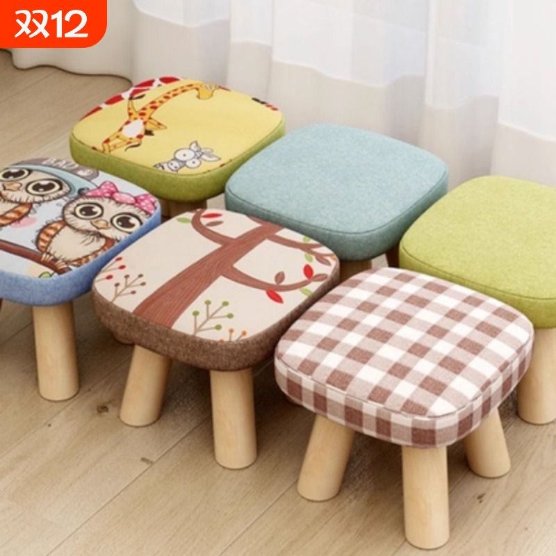 换鞋凳坐凳家用门口时尚创意实木矮凳客厅布艺沙发凳圆凳坐墩板凳