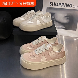超火爆款百搭休闲鞋新款2024夏休闲厚底女鞋德训鞋圆头