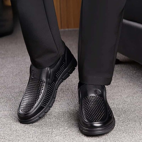 意尔康心选皮鞋男镂空透气夏季中老年爸爸皮凉鞋男鞋商务休闲皮鞋