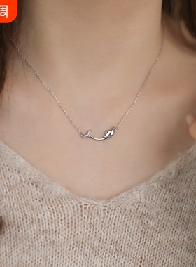 S999纯银海豚吊坠项链女款网红