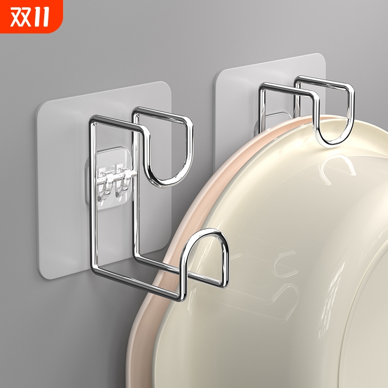 免打孔卫生间置物架厨房卫生间用品挂盆神器挂钩浴室洗脸盆收纳架