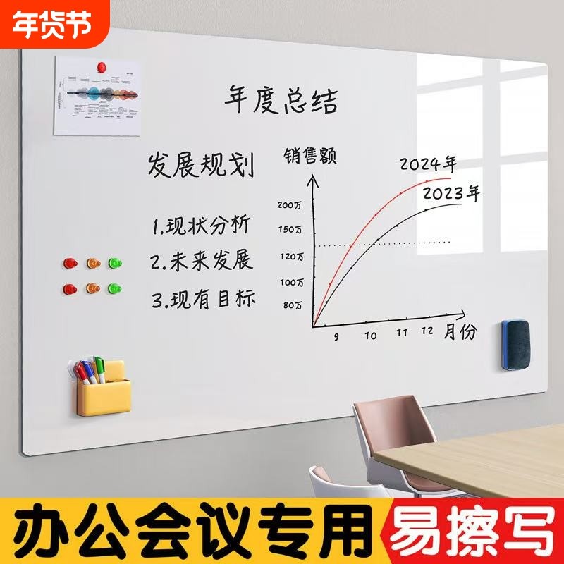 白板墙贴家用教学可擦可移除黑板磁性儿童画板不伤墙写字板墙面