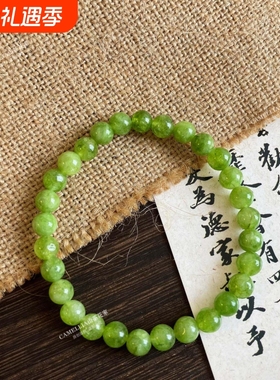 新中式橄榄玉石串珠手链小众高级感复古vintage国风玉髓叠戴手串