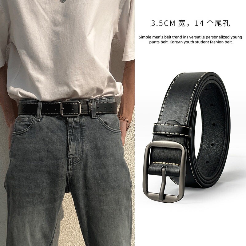 ins学生韩版年轻男生皮带牛仔裤腰带潮流百搭针扣时尚裤带皮带男