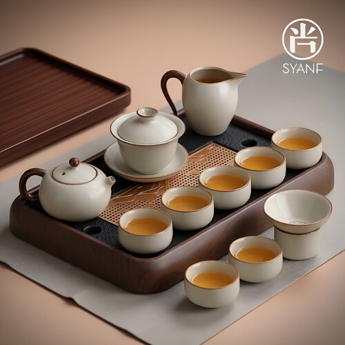尚言坊汝窑功夫茶具套装家用