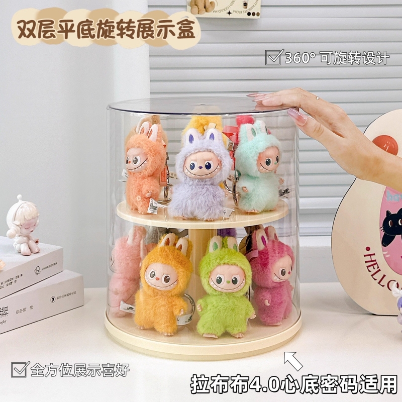 旋转盲盒收纳展示架多层手办展示柜透明防尘适用于泡泡玛特展示盒