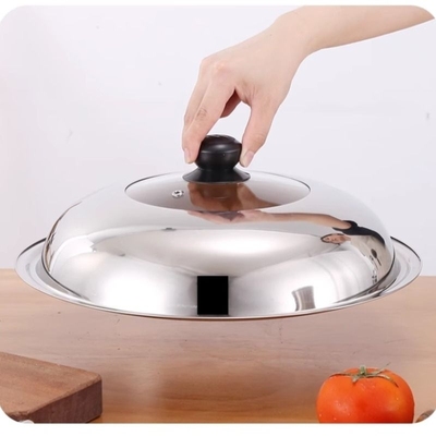 不锈钢锅盖家用透明钢化玻璃蒸锅炒菜锅盖防爆可立加高内径拱形