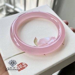 句可冰种粉水晶手镯女马达加斯加粉晶马粉芙蓉石粉色水晶圆条镯子
