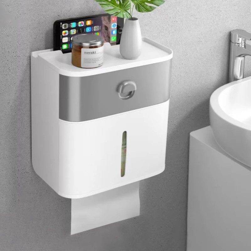 卫生间纸巾盒厕纸置物架厕所免打孔防水卫生纸抽纸卷纸盒壁挂收纳