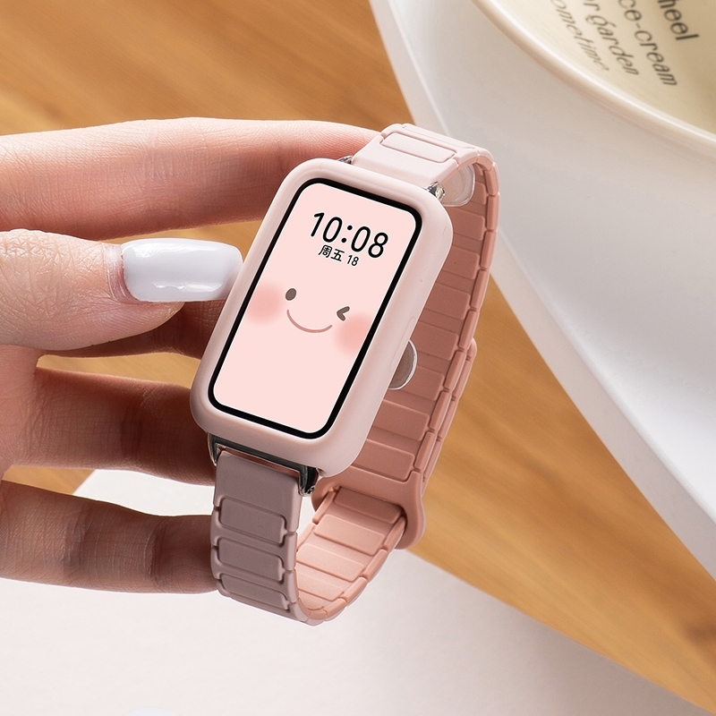 适用华为手环10表带9手表8荣耀9磁吸硅胶运动腕带watch智能NFC女撞色honor9手表带个性创意透气男配件夏天ins