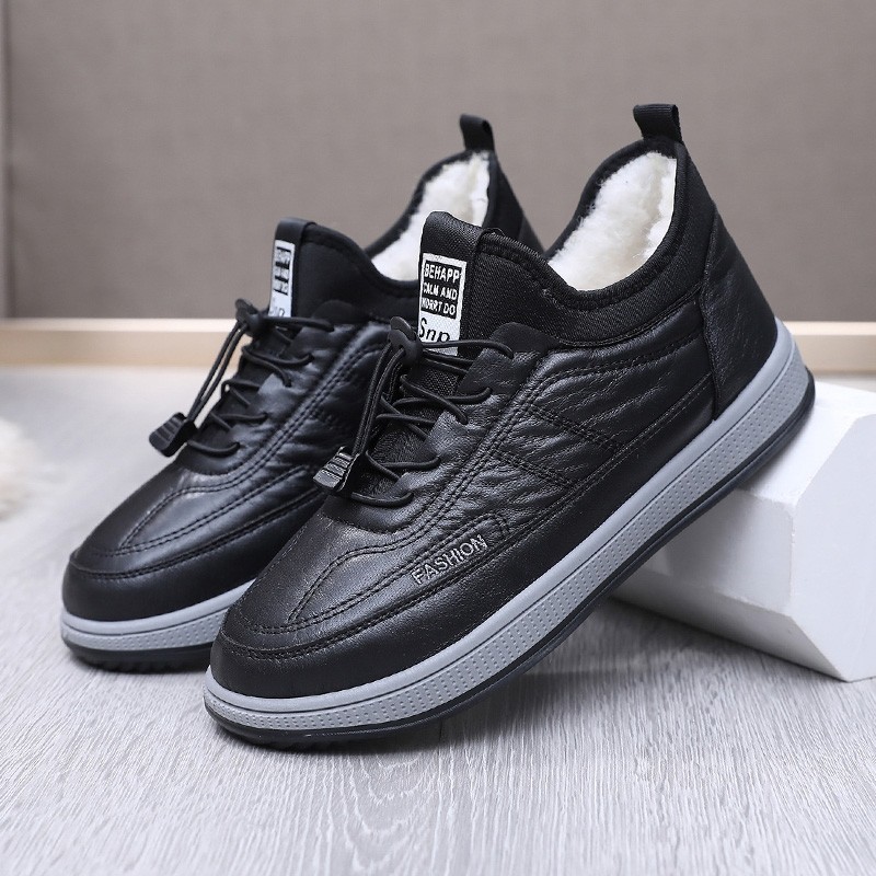 男士棉鞋加绒保暖休闲鞋冬季新款皮面潮流中老年爸爸一脚蹬懒人鞋,流行男鞋,棉鞋,淘宝优惠券,粉丝福利购,淘宝优惠卷