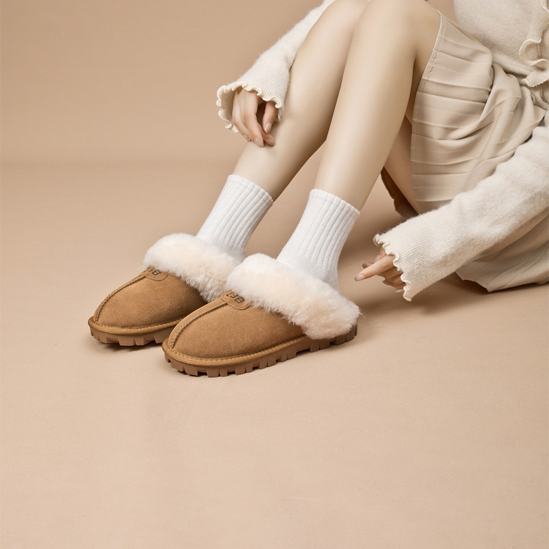 ZBB平底包头托牛皮羊毛保暖防滑