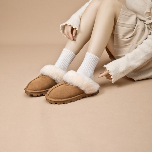 ZBB平底包头托牛皮羊毛保暖防滑