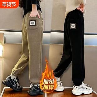 女童冬装裤子加绒加厚女大童休闲秋冬款一体绒灯芯绒裤女孩长裤潮