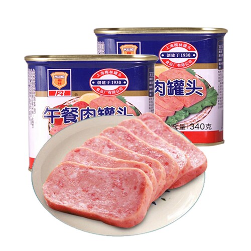 上海梅林经典午餐肉罐头猪肉不含鸡肉即食应急涮火锅螺蛳粉年货节