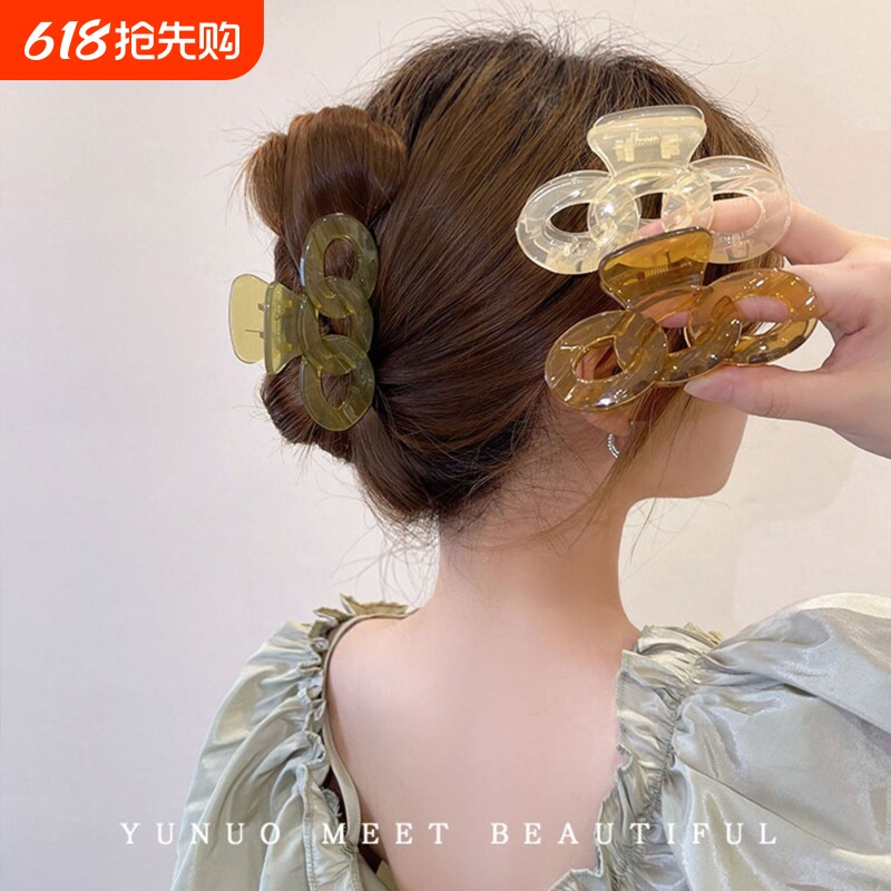 抓夹中号夏季扎头发的夹子奢华超轻发卡成人女洗澡抓夹马尾鲨鱼夹
