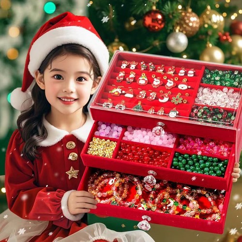 圣诞节儿童串珠手工diy材料包手链编织女孩玩具首饰礼盒生日礼物5