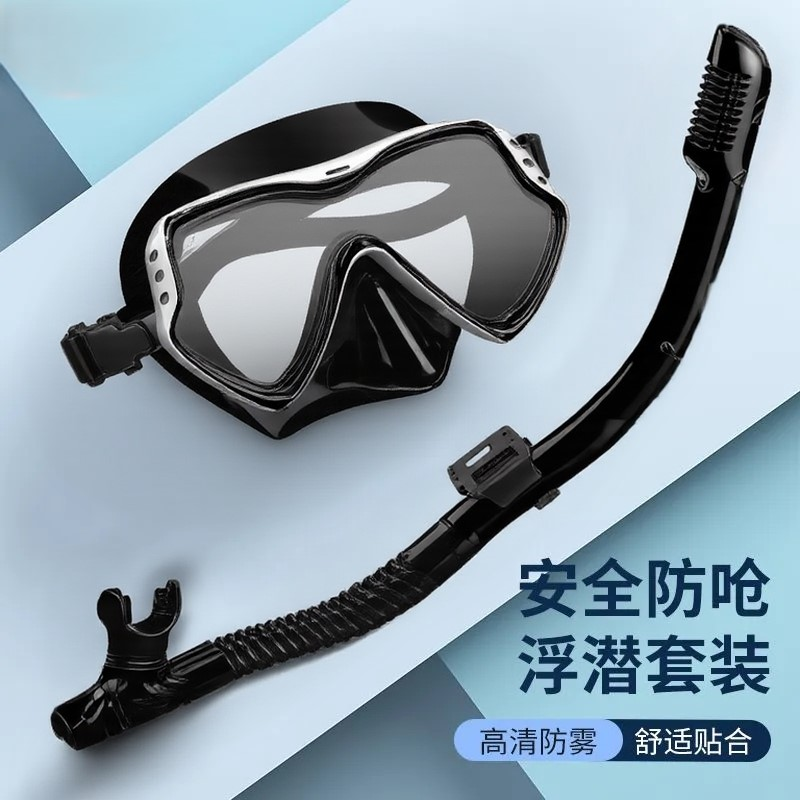 潜水镜呼吸管套装浮潜三宝全干直通式成人面镜呼吸管防雾游泳装备