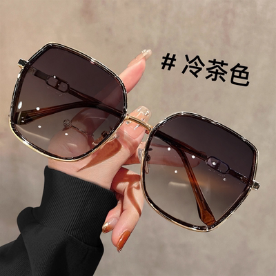 墨镜太阳镜女款2025新款防紫外线大框偏光方圆脸显瘦闪粉设计防晒