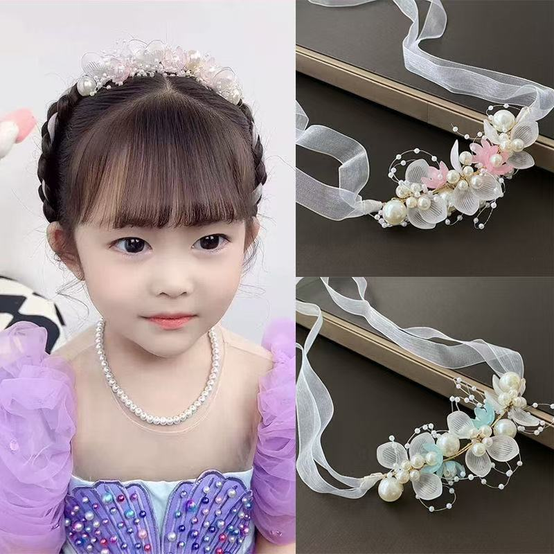 儿童花环头饰公主生日发箍女孩编发发带女童古风汉服古装花童发饰