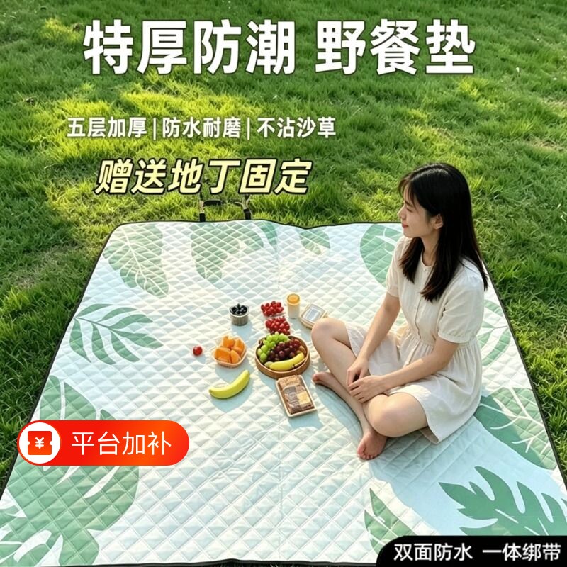 户外野餐垫防水防潮垫加厚帐篷地垫便携音乐节野炊露营垫草坪垫子