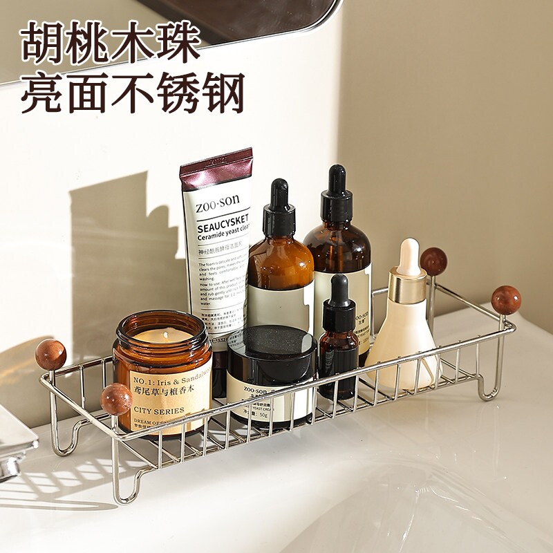 浴室台面不锈钢化妆品洗漱置物架图片