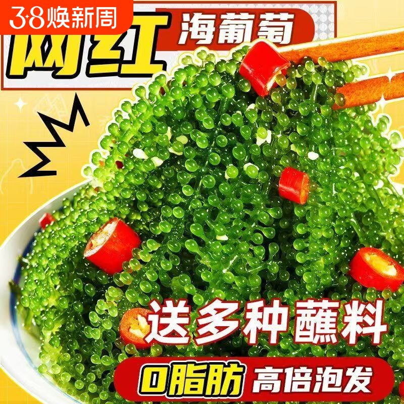 海葡萄儿童即食海葡萄植物鱼子酱海藻凉拌菜盐渍水葡萄爆珠浆海草