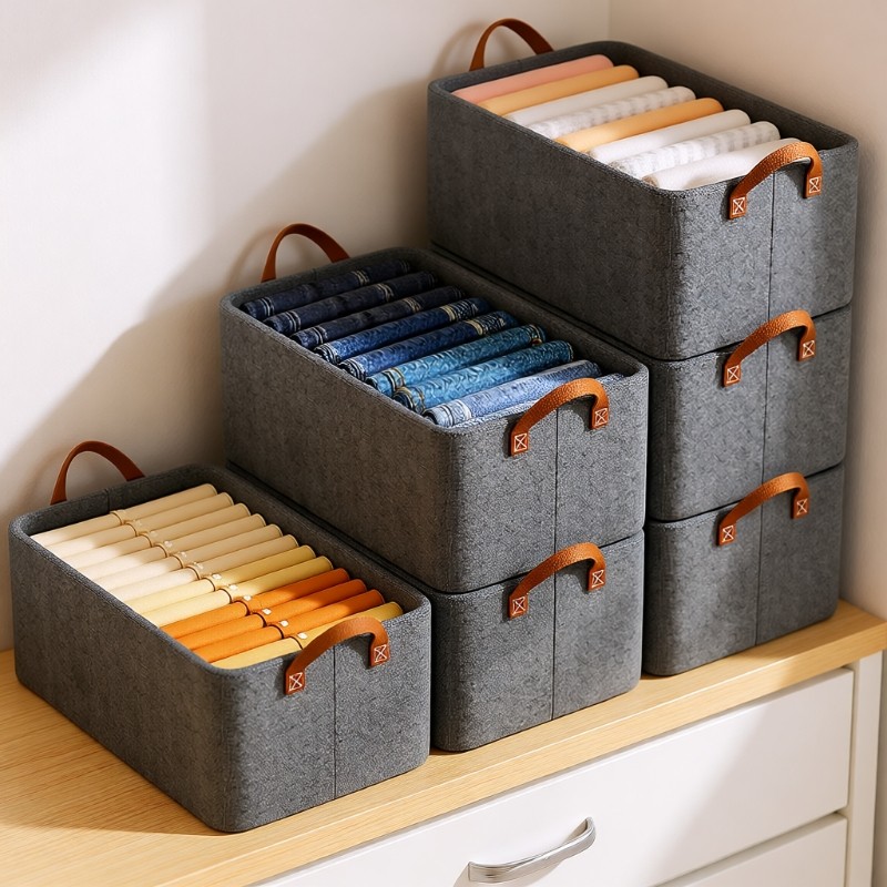 衣服收纳箱家用衣柜分层神器衣物裤子整理盒篮筐布艺可折叠储物箱