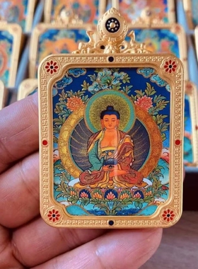 龙五爷唐卡吊坠正品文殊菩萨手绘饰品双面立体十二生肖项链