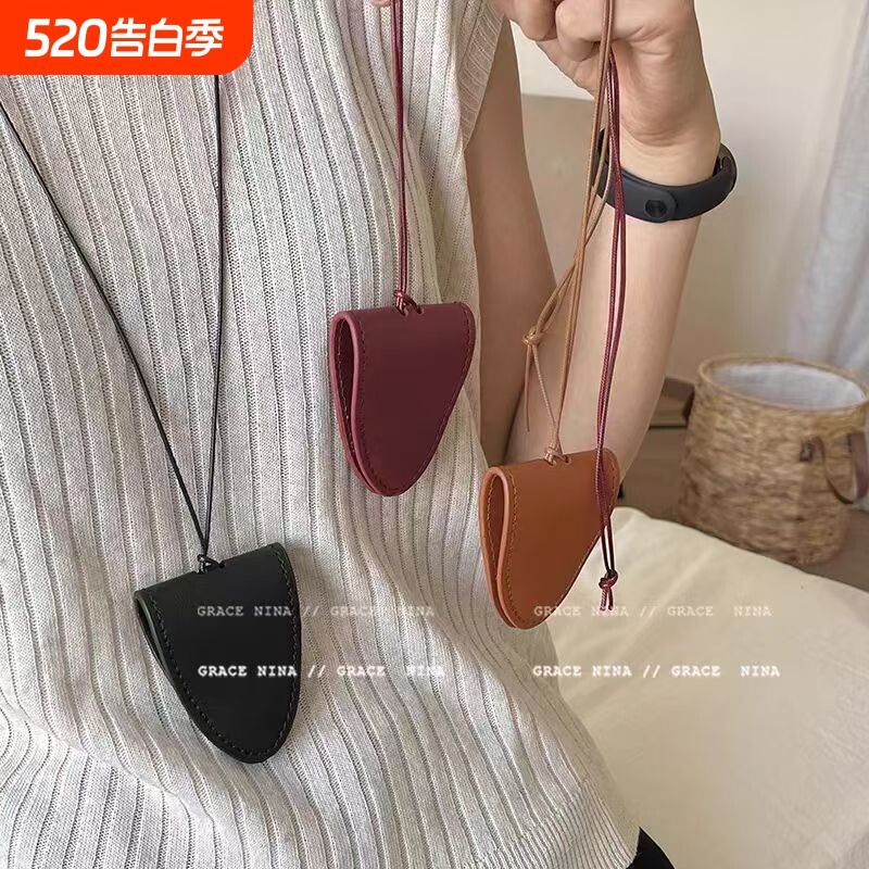 挂脖磁吸皮革墨镜挂绳项链女长款便携眼镜夹收纳毛衣链配饰品钥匙