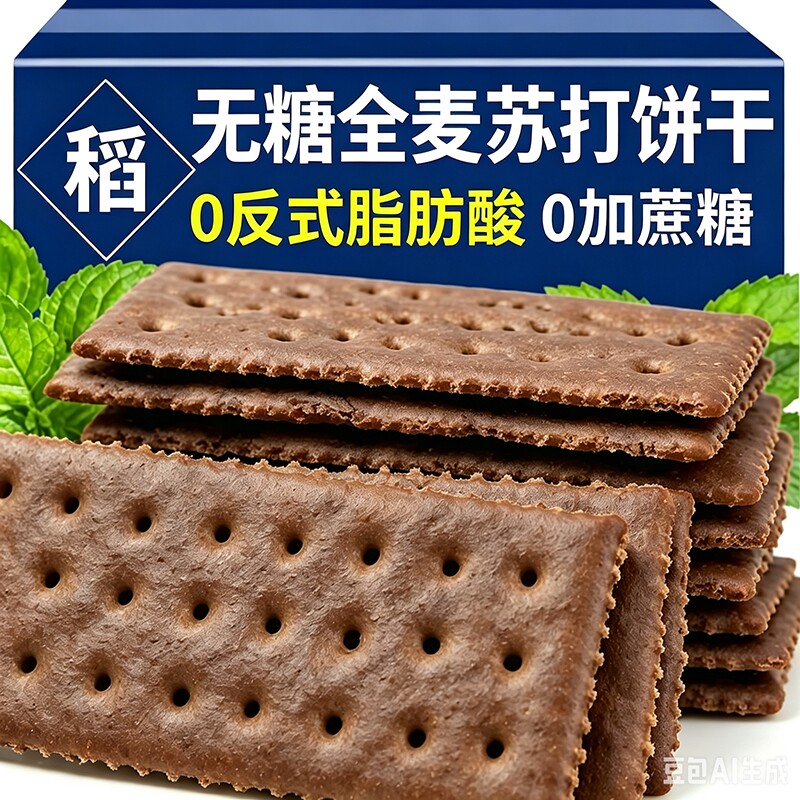 【全麦燕麦饼干】48卡零糖燕麦苏打饼干酥脆儿童健康零食独立包装