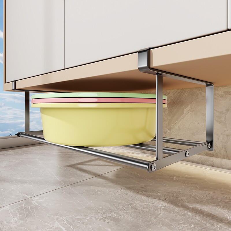 洗脸盆收纳架卫生间浴室柜下分层置物架免打孔洗漱台悬挂架子伸缩