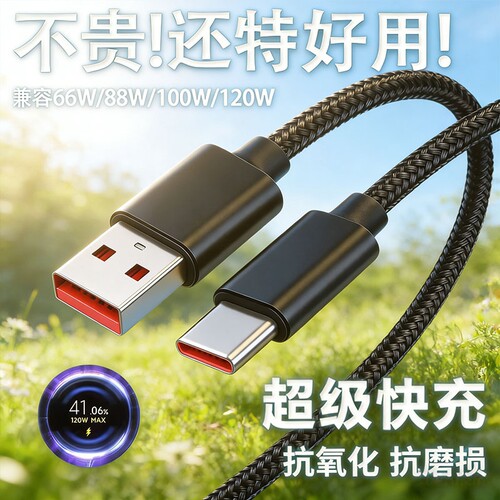 Type-C单头直头加粗编织闪充线