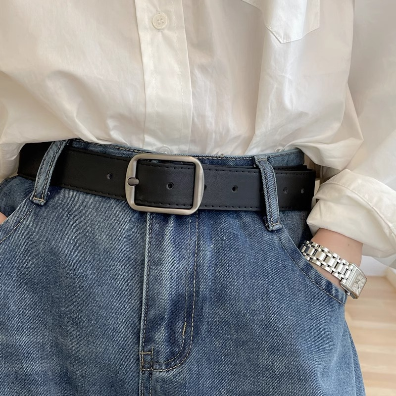 高级感百搭复古针扣腰带女简约百搭牛仔裤带小众休闲装饰皮带布丁