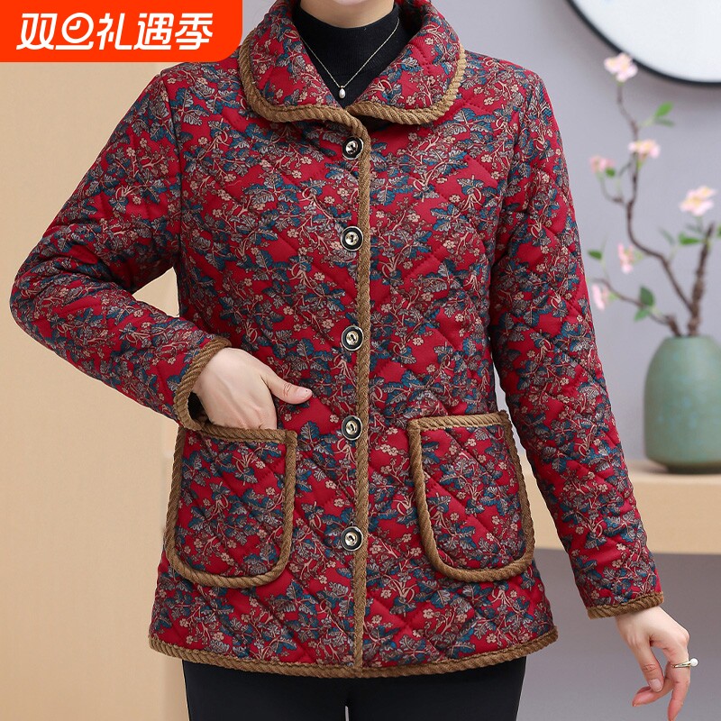 中年妈妈秋冬装加绒棉服奶奶棉衣