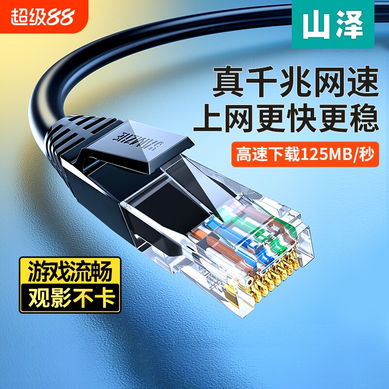 山泽网线超五类家用千兆国标电脑网络跳线宽带路由器监控连接线