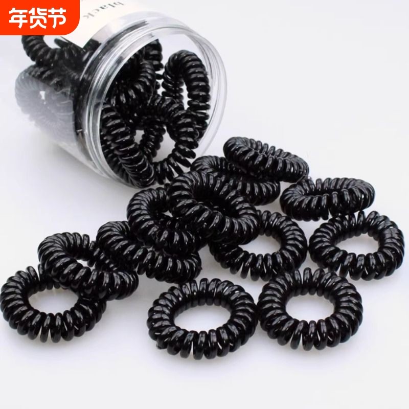 黑色百搭电话线发圈女韩国扎头发头绳简约发绳黑色皮筋电线圈头饰