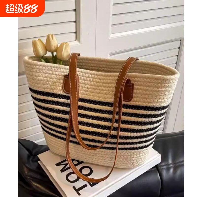 草编包包女大容量2024新款夏季百搭单肩托特包海边度假沙滩编织包