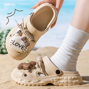 卡通包头沙滩办公室凉鞋 外穿夏季 女新款 可爱EVA防滑不臭脚洞洞鞋