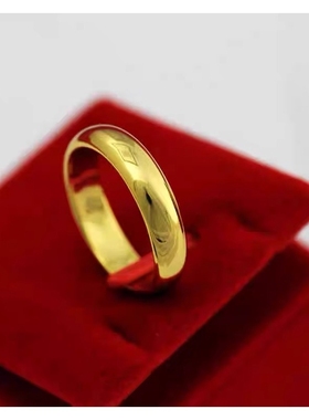 钛钢仿真古法金色戒指结婚款