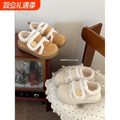 甜桃星球加绒勃肯棉鞋雪地靴女2025新款冬季女鞋厚底防滑保暖加厚