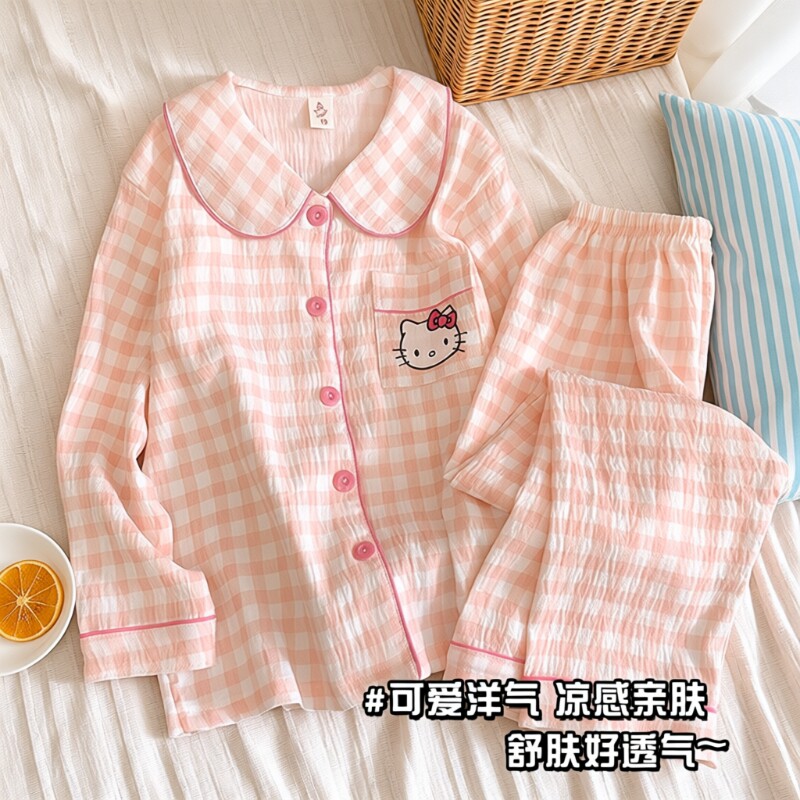 儿童睡衣女童2026新款春秋季云朵棉长袖公主小女孩家居服格子洋气