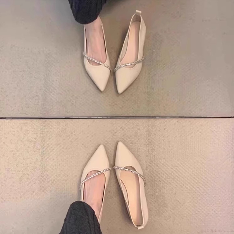 法式低跟粗跟高跟单鞋女2025新款夏季配裙子尖头玛丽珍小皮鞋凉鞋
