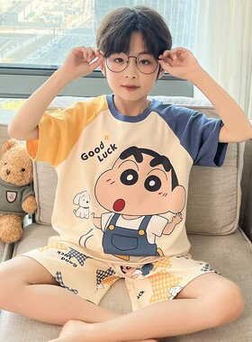 夏季款蛋仔短袖短裤男童睡衣套装